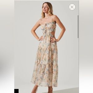 ASTR ODINA FLORAL SMOCKED TIERED MIDI DRESS